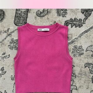 ZARA Pink Cropped Tank Top